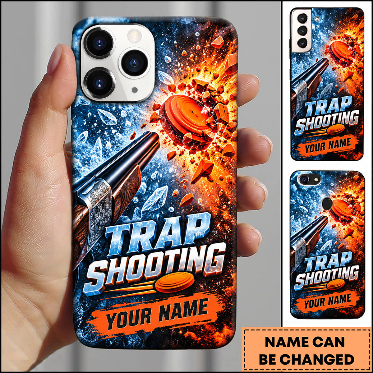 Maxcorners Trap Shooting Shotgun Blast Clay Target Personalized Name 3D Phone Case