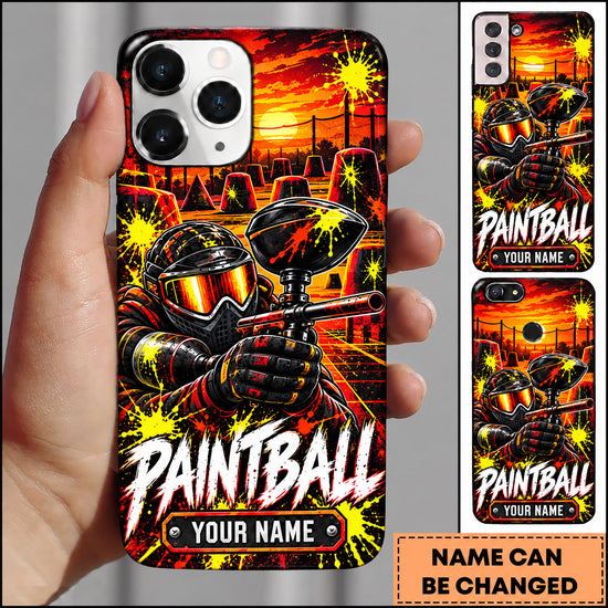 Maxcorners Paintball Sunset Field Masked Warrior Personalized Name 3D Phone Case