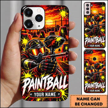Maxcorners Paintball Sunset Field Masked Warrior Personalized Name 3D Phone Case