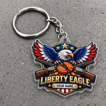 Maxcorners Liberty Eagle Patriotic Shooting Emblem Custom Name Trap Shooting Custom Gift 2D Flat Acrylic Ornament, Keychain