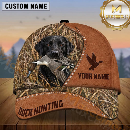 Maxcorners Tan Leather Marsh Camo Dog Hunting Multicolor Options Personalized Name 3D Cap