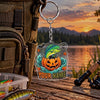 Maxcorners Halloween Pumpkin Fishing Artwork Personalized Name 2D Acrylic Keychain Ornament (13 Fish Species)