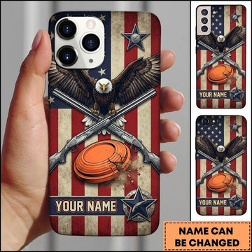 Maxcorners American Eagle Shooting Emblem Clay Target Personalized Name Trap Shooting Phone Case