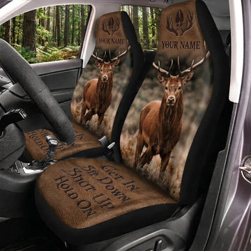 Maxcorners Personalized Name Deer Hunting Hold On Car Seat Covers
