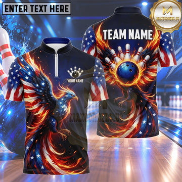 Maxcorners British Bowling Shirt Curved Union Jack Ribbon Multiple Options Personalized Name, Team Name 3D Shirt