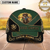 Maxcorners Luxury Forest Green Gold Accent Duck Hunting With Dogs Multi Options Personalized Name 3D Cap