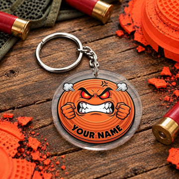 Maxcorners Funny Angry Boxing Clay Target Trap Shooting Personalized Name Acrylic Keychain