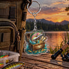 Maxcorners Rustic Fishing Gear Artwork Personalized Name 2D Acrylic Keychain Ornament (8 Fish Species)
