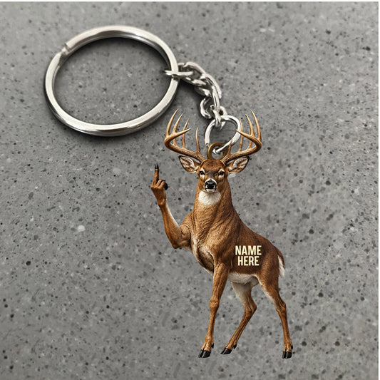 Maxcorners Funny Whitetail Deer Waving Design Custom Name Hunting Custom Gift 2D Flat Acrylic Ornament, Keychain