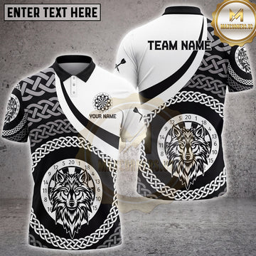 Maxcorners Darts Wolf Dartboard Celtic Knot Pattern Multiple Options Personalized Name, Team Name 3D Shirt