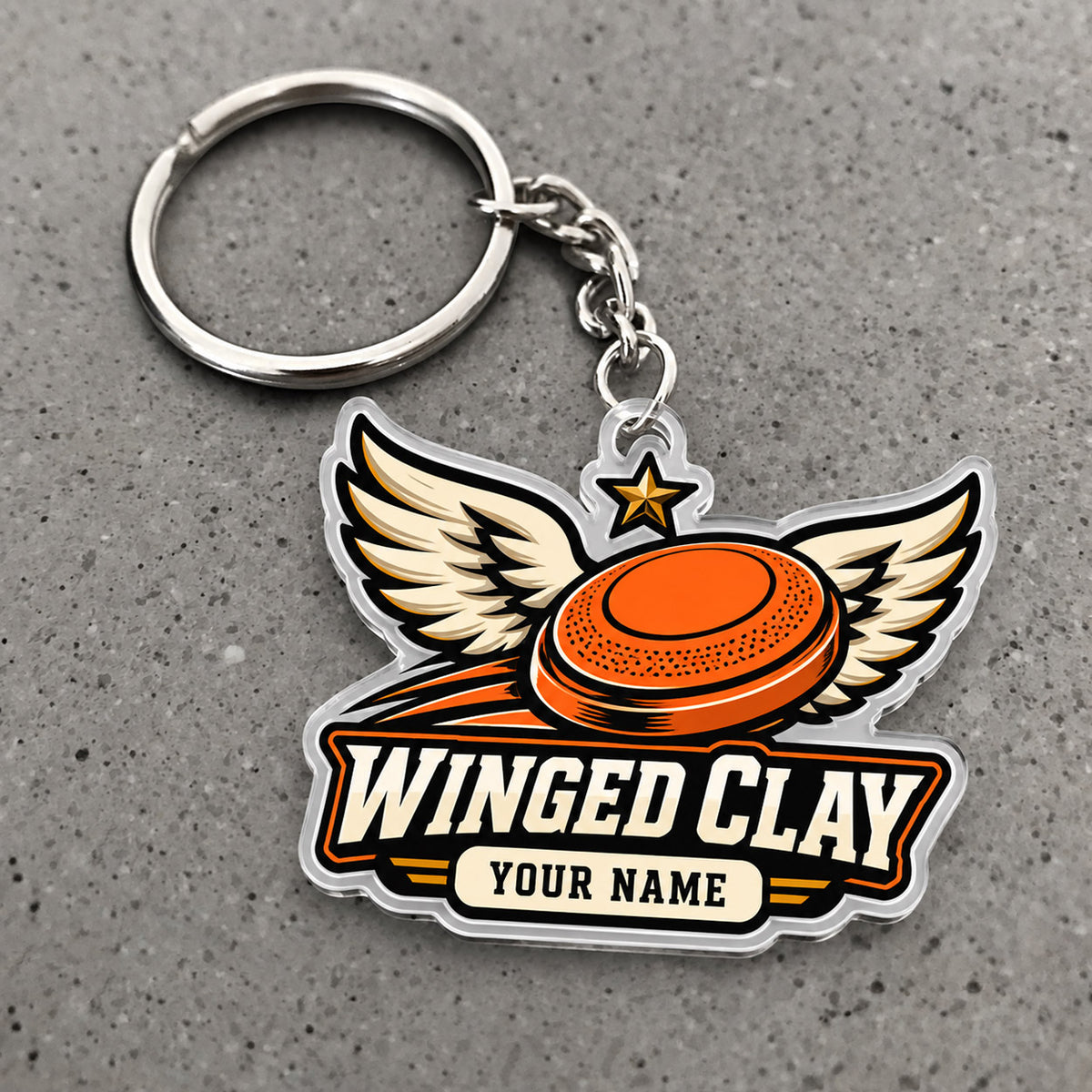 Maxcorners Trap Shooting Winged Clay Wings Star Target Custom Name Custom Gift 2D Flat Acrylic Ornament, Keychain