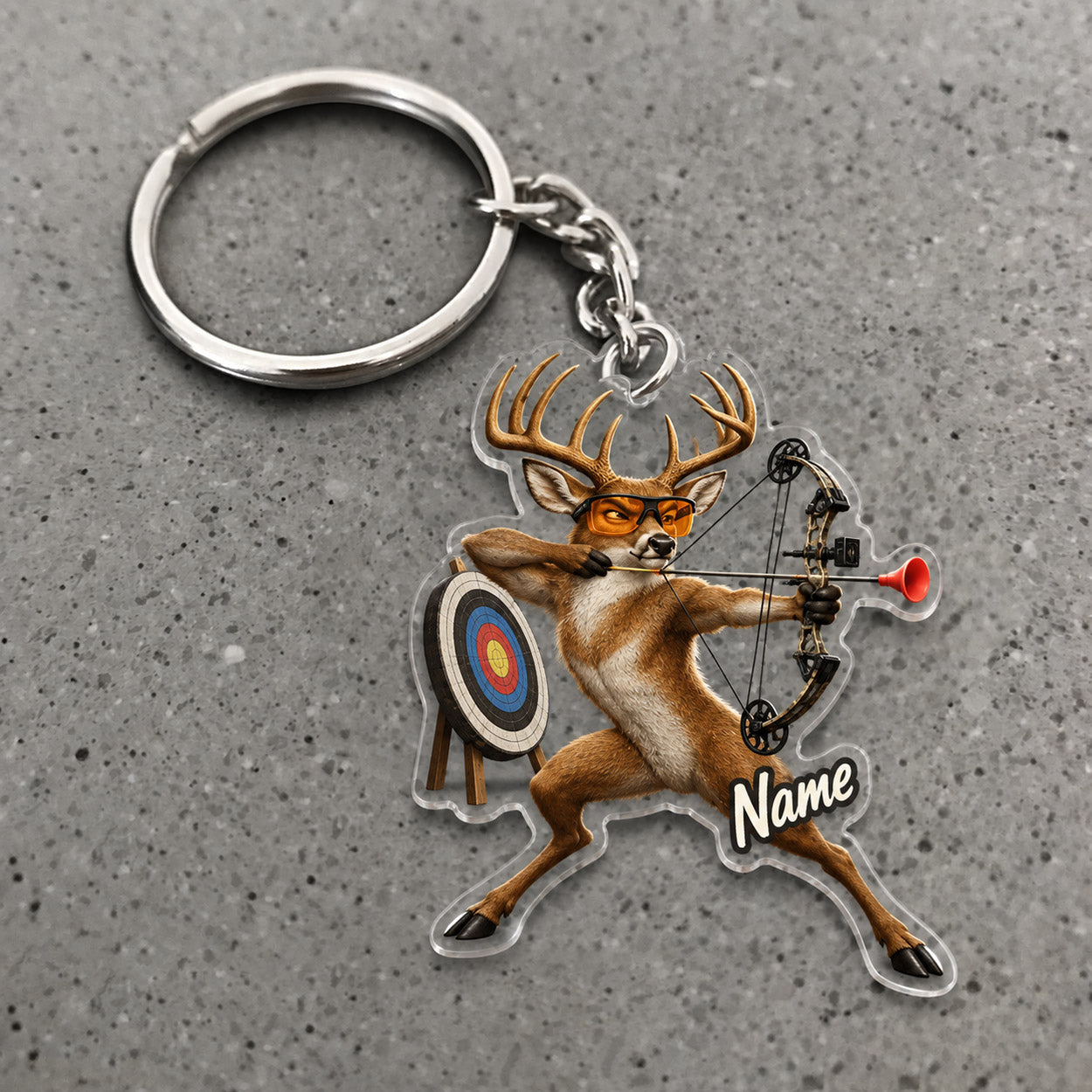 Maxcorners Deer Archer Bow Hunting Character Custom Name Trap Hunting Custom Gift 2D Flat Acrylic Ornament, Keychain