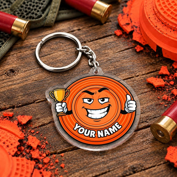 Maxcorners Champion Trophy Clay Target Mascot Trap Shooting Personalized Name Acrylic Keychain