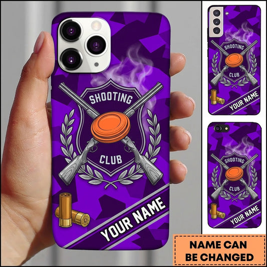 Maxcorners Shooting Club Crest Crossed Shotguns Personalized Name Trap Shooting Phone Case