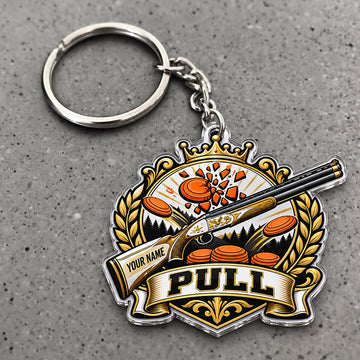 Maxcorners Trap Shooting Laurel Wreath Shotgun Crest Custom Name Trap Shooting Custom Gift 2D Flat Acrylic Ornament, Keychain