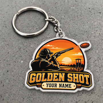 Maxcorners Trap Shooting Golden Shot Sunset Shooter Clay Target Custom Name Custom Gift 2D Flat Acrylic Ornament, Keychain