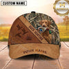 Maxcorners Rustic Leather Duck Hunting Cross Panel Duck Hunting With Dogs Multi Options Personalized Name 3D Cap