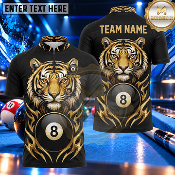 Maxcorners Majestic Tiger Face 8 Ball Billiards Multiple Options Personalized Name, Team Name 3D Shirt