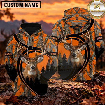 Maxcorners Whitetail Buck Tribal Antler Woodland Personalized Name 3D Hoodie