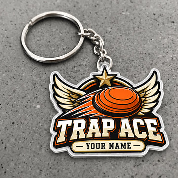 Maxcorners Clay Shooting Trap Ace Winged Star Clay Target Custom Name Custom Gift 2D Flat Acrylic Ornament, Keychain