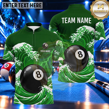 Maxcorners Tsunami Ocean Wave 8 Ball Pool Multiple Options Personalized Name, Team Name 3D Shirt