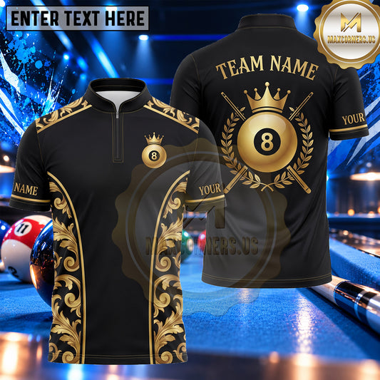 Maxcorners Vintage Flourish Cue Ball Billiards Multiple Options Personalized Name, Team Name 3D Shirt