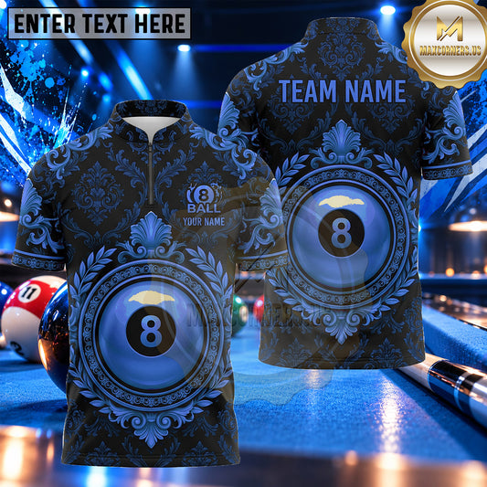 Maxcorners Luxury Baroque Royal Crest 8 Ball Pool Multiple Options Personalized Name, Team Name 3D Shirt