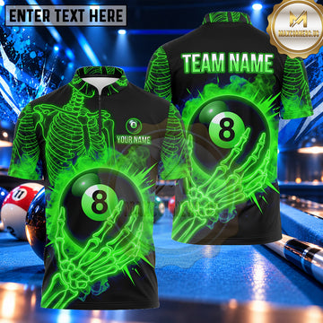 Maxcorners Electric Skeleton Ribcage 8 Ball Billiards Multiple Options Personalized Name, Team Name 3D Shirt