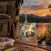 Maxcorners Golden Sunset Fishing Landscape Personalized Name 2D Acrylic Keychain Ornament (8 Fish Species)