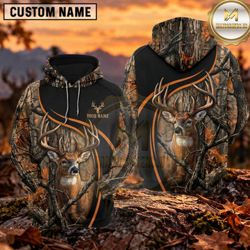 Maxcorners Moose Hunting Dynamic Wilderness Camo Personalized Name 3D Hoodie