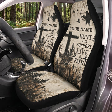 Maxcorners Hunting Faith Purpose Live Rustic Forest Personalized Name Car Seat Covers