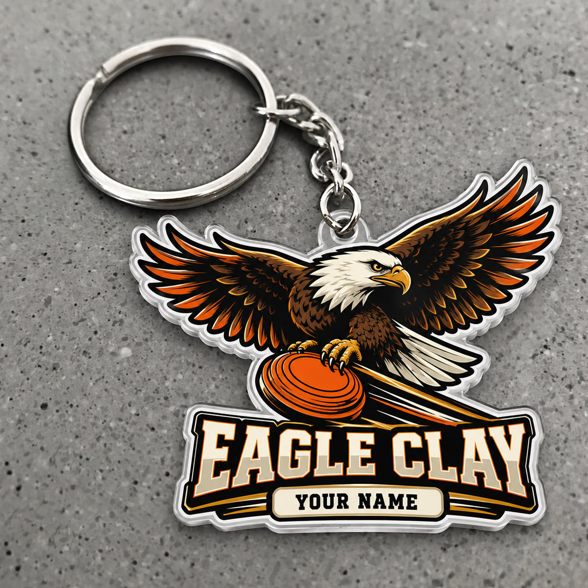 Maxcorners Trap Shooting Eagle Clay Bald Eagle Wings Target Custom Name Custom Gift 2D Flat Acrylic Ornament, Keychain