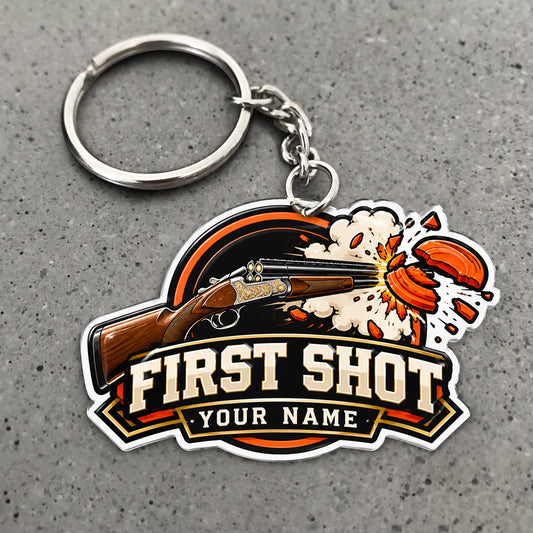 Maxcorners Trap Shooting First Shot Shotgun Breaking Clay Target Custom Name Custom Gift 2D Flat Acrylic Ornament, Keychain