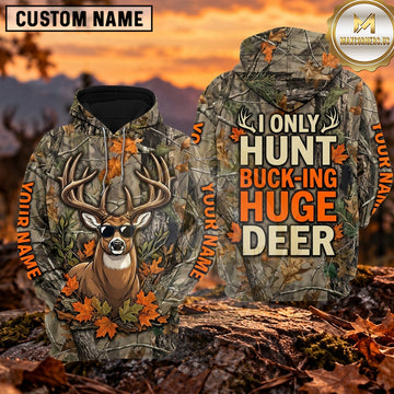 Maxcorners Deer Hunting Funny Bucking Huge Deer Personalized Name 3D Hoodie