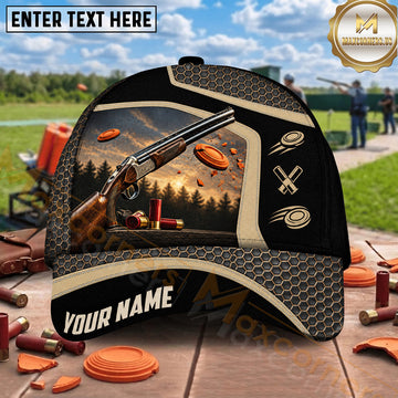 Maxcorners Trap Shooting Sunset Shooter Silhouette Design Multiple Options Personalized Name 3D Cap