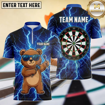 Maxcorners Cool Bear Electric Lightning Dartboard Multiple Options Personalized Name, Team Name 3D Shirt