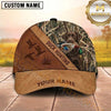 Maxcorners Rustic Leather Duck Hunting Cross Panel Duck Hunting With Dogs Multi Options Personalized Name 3D Cap
