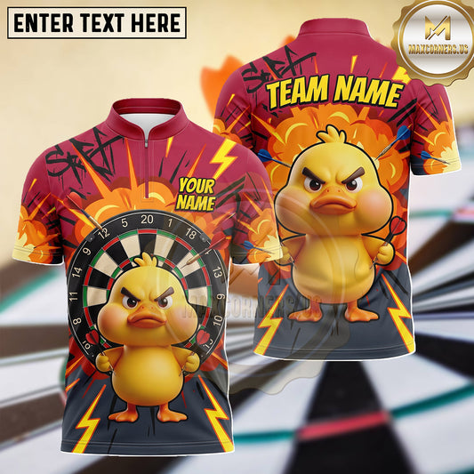 Maxcorners Angry Duck Lightning Burst Dartboard Multiple Options Personalized Name, Team Name 3D Shirt