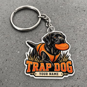 Maxcorners Trap Shooting Trap Dog Black Lab Clay Target Custom Name Custom Gift 2D Flat Acrylic Ornament, Keychain