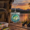 Maxcorners Blue Water Fishing Emblem Personalized Name 2D Acrylic Keychain Ornament (13 Fish Species)