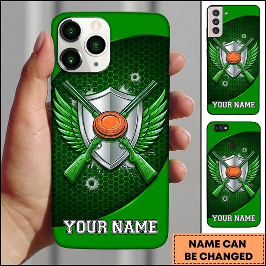Maxcorners Silver Wing Shooting Shield Clay Target Personalized Name Trap Shooting Phone Case