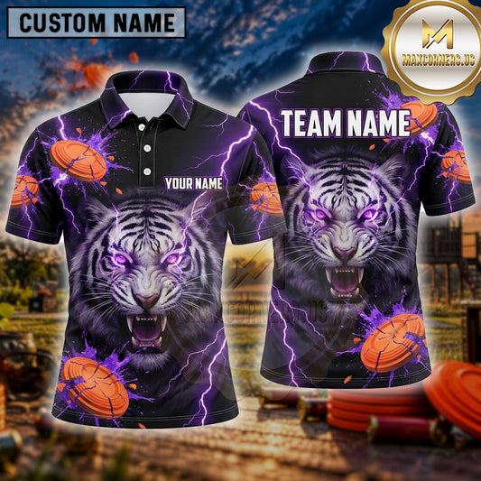 Maxcorners Trap Shooting Shirt Tiger Roaring Lightning Multiple Options Personalized Name, Team Name 3D Shirt