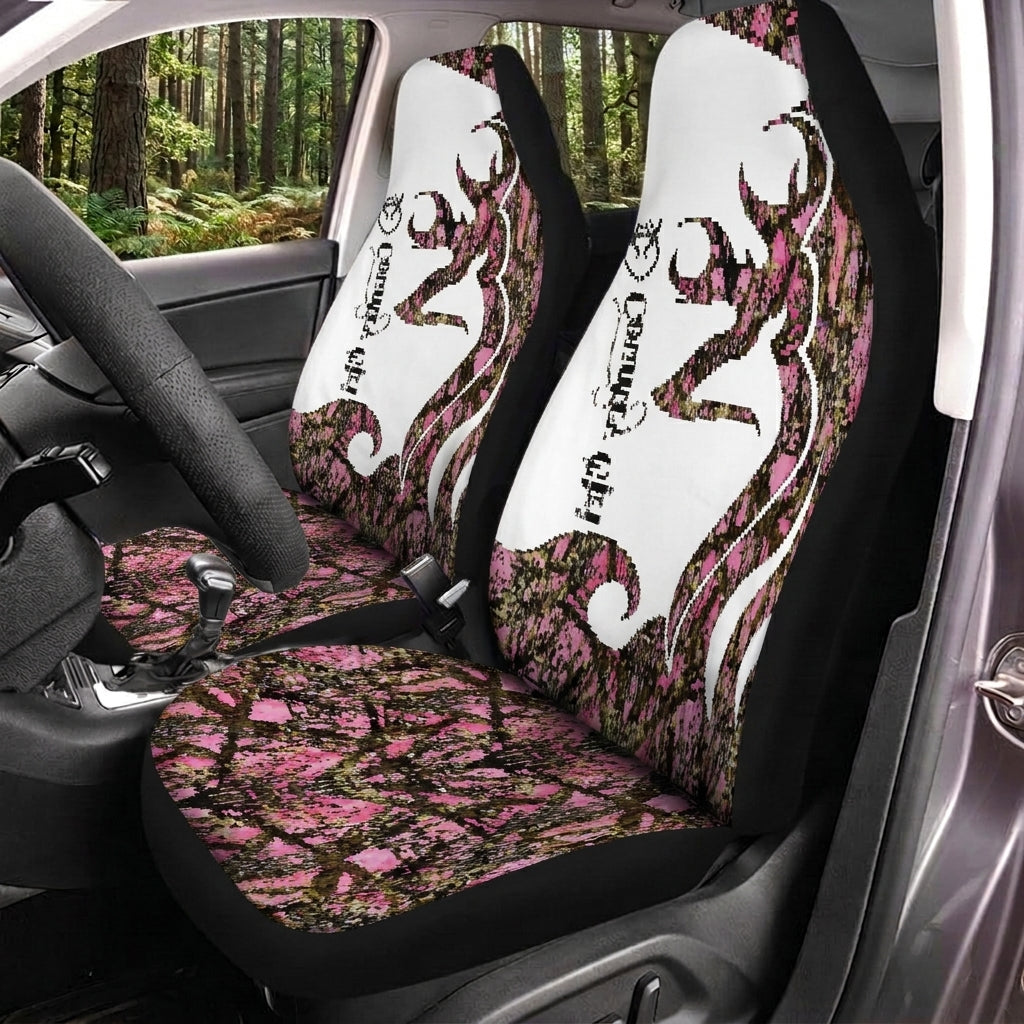 Maxcorners Pink Camo Deer Hunting Antler Art Car Seat Covers
