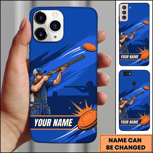 Maxcorners Blue Dynamic Shooter Pull Clay Target Personalized Name Trap Shooting Phone Case