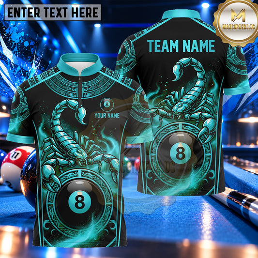 Maxcorners Scorpion Fire Ring 8 Ball Pool Multiple Options Personalized Name, Team Name 3D Shirt