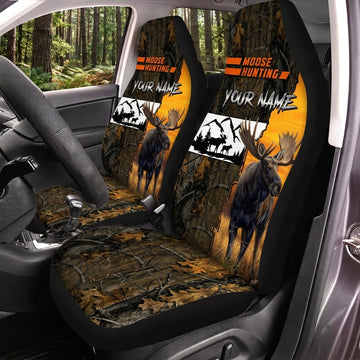 Maxcorners Deer Hunting Orange Adventure Woodland Personalized Name Car Seat Covers
