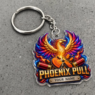 Maxcorners Phoenix Pull Flaming Clay Target Design Custom Name Trap Shooting Custom Gift 2D Flat Acrylic Ornament, Keychain