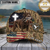 Maxcorners American Flag Cross Marsh Camo Dog Hunting Multicolor Options Personalized Name 3D Cap