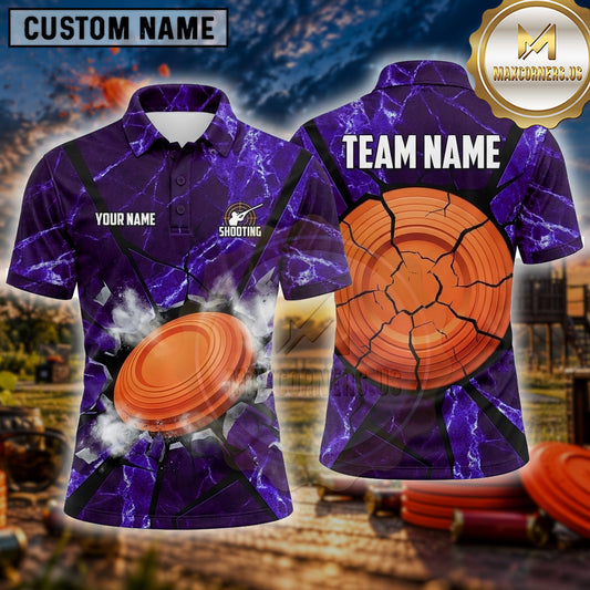 Maxcorners Trap Shooting Shirt Clay Target Shooting Cracked Disc Impact Multiple Options Personalized Name, Team Name 3D Shirt