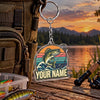 Maxcorners Retro Sunset Stripes Fishing Artwork Personalized Name 2D Acrylic Keychain Ornament (8 Fish Species)